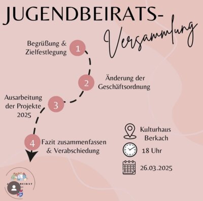 📢 Jugendbeirats-Versammlung  am Mittwoch, 26.03.2025 🚀