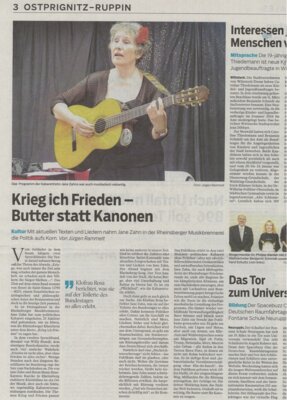 Meldung: KRIEG ich FRIEDEN im Ruppiner Anzeiger