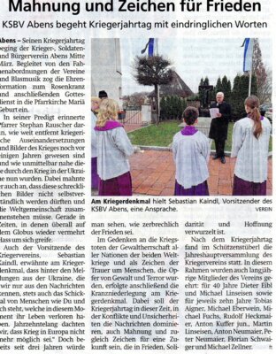KSBV Abens Kriegerjahrtag