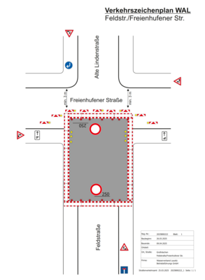 Straßensperrung Freienhufener Straße / Feldstraße (Bild vergr&ouml;&szlig;ern)