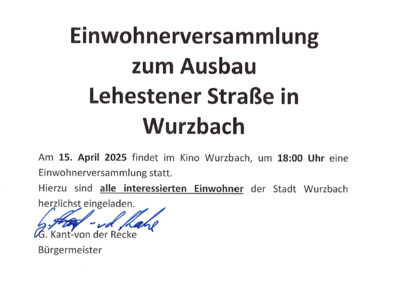 Einwohnerversammlung zum Ausbau Lehestener Straße