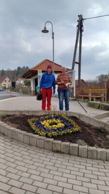 Frühling an der Bushaltestelle
