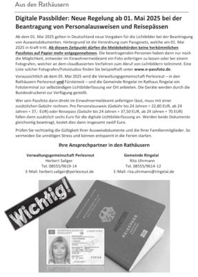 Digitale Passbilder ab 01.05.2025 (Bild vergrößern)