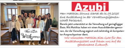 Vorstellung des Auszubildenden in der Verwaltungsgemeinschaft Perlesreut (Bild vergrößern)