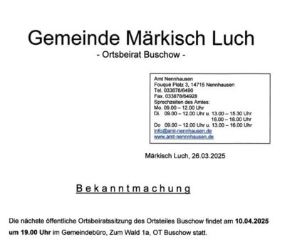 Ortsbeiratssitzung Buschow