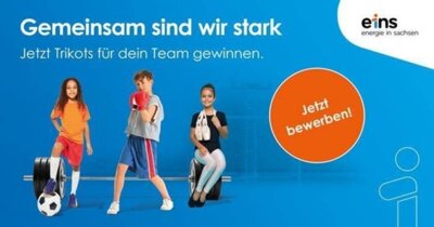 Meldung: eins verlost wieder 25 Trikotsätze an Kinder- und Jugendmannschaften