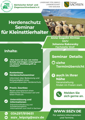 Meldung: Herdenschutzseminare für Kleinsthalter von Schafen und Ziegen in Sachsen