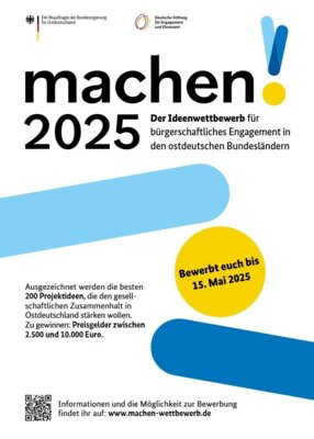 Foto zur Meldung: machen!2025 - Der Ideenwettbewerb für bürgerschaftliches Engagement in den ostdeutschen Bundesländern