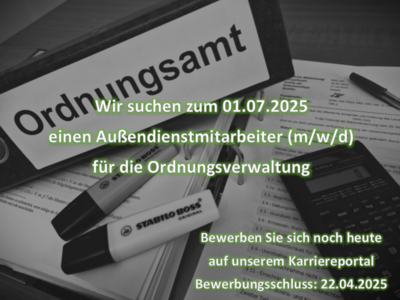 Unser Ordnungsamt sucht Verstärkung - werden Sie Teil unseres Teams (Bild vergrößern)
