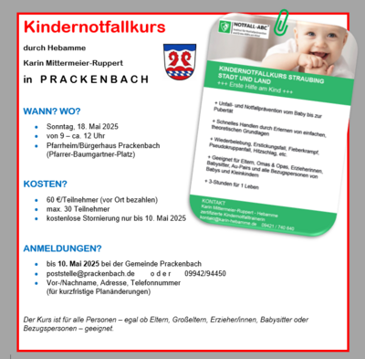 Kindernotfallkurs durch Hebamme Karin Mittermeier-Ruppert