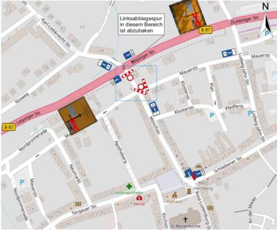 Vollsperrung der Mönchstraße Kreuzung Mauerstraße am 05.04.2025