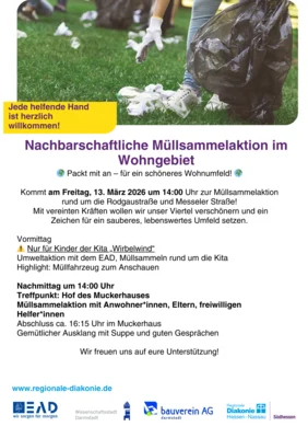 Müllsammel-Aktion im Wohngebiet Rodgaustr. / Messeler Str.