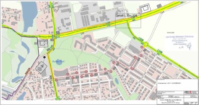 Plan zur Übersicht über die Umleitungsstrecke