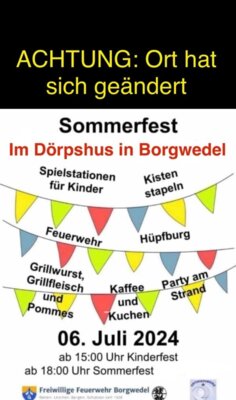 Foto zur Meldung: Das Sommer- und Grillfest ins Dörps- und Sprüttenhuus verlegt!