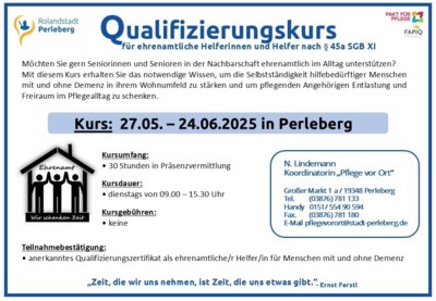 Qualifizierungskurs ehrenamtlicher Helfer (m/w/d) für Menschen mit und ohne Demenz (Bild vergrößern)