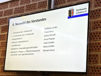 Meldung: Pressebericht: Jahreshauptversammlung des Dorfvereins Lüxem e.V.
