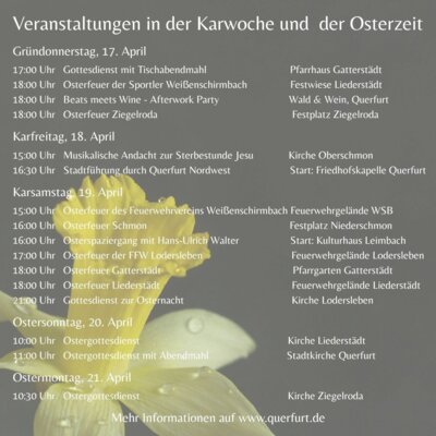 Meldung: Veranstaltungen in der Karwoche und der Osterzeit