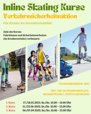 Inline Skating Kurse für Kinder im Grundschulalter - Verkehrssicherheitsaktion (Bild vergrößern)