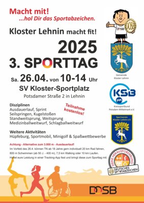 Spaß & Freude an Fitness – Termin notieren Kloster Lehnin macht fit! (Bild vergrößern)