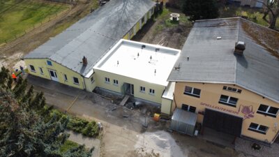 Die Gebäudehülle ist bereits fertiggestellt