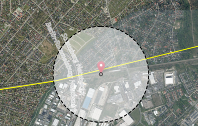 Zeichnung mit Radius der zu erwartenden Beeinträchtigung