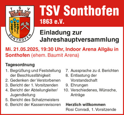 Jahreshauptversammlung 21.05.25