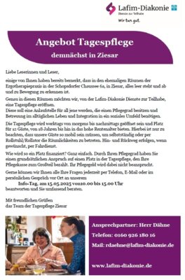 Angebot Tagespflege demnächst in Ziesar