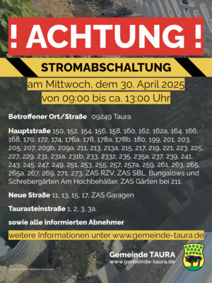 Stromabschaltung | Benachrichtigung zur Unterbrechung der Stromversorgung (Anschlussnutzung) (Bild vergr&ouml;&szlig;ern)