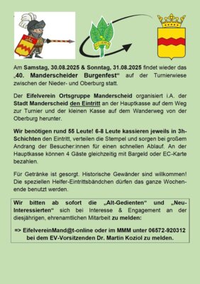 Helferaufruf fürs Burgenfest 2025