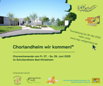 Chorlandheim wir kommen. Jetzt anmelden