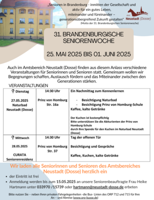 Flyer Seniorenwoche Amt  Neustadt (Dosse)