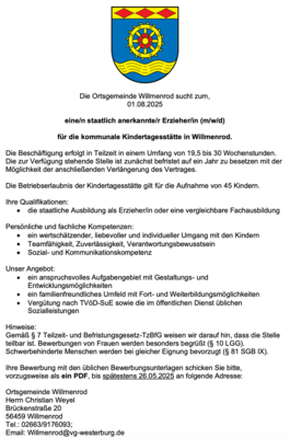 Meldung: Unsere Kindertagesstätte sucht dich als eine/n staatlich anerkannte/r Erzieher/in!