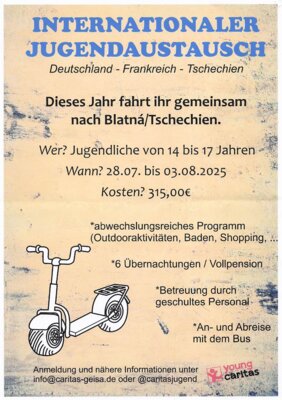 Die Caritas bietet an: Internationaler Jugendaustausch 28.07. - 03.08.2025