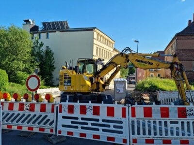Arbeiten in der Geschwister Scholl-Straße: Sanierung der Stützmauer (Bild vergrößern)