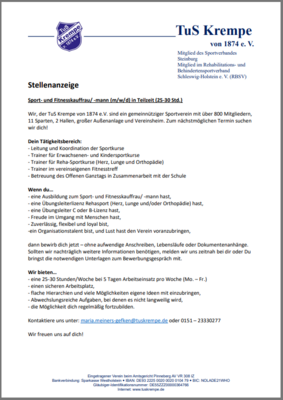 Sportlehrer gesucht!