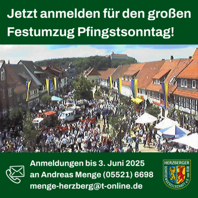 Meldung: Jetzt anmelden für den großen Festumzug am Pfingstsonntag!