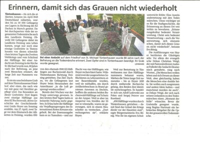 Gedenken an Todesmarsch durch Tüntenhausen