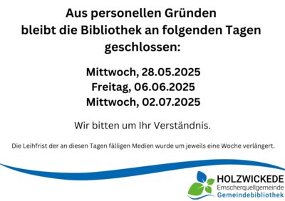 Foto zur Meldung: Schließtage der Bibliothek