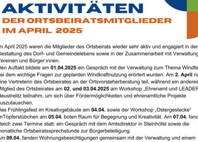 Aktivitäten der Ortsbeiratsmitglieder von Heinersdorf