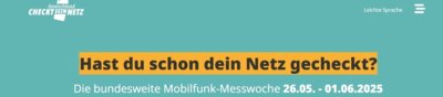 Deutschland checkt sein Netz: Bundesweite Mobilfunk-Messwoche vom 26. Mai bis 1. Juni 2025 lädt zum Mitmachen ein (Bild vergrößern)