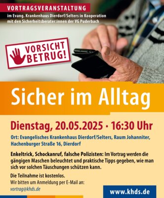 SICHER im Alltag: Vortragsveranstaltung im Evang. Krankenhaus Dierdorf/Selters