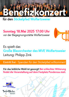 Einladung zum Benefizkonzert des Musikverein Einheit Wolfartsweier e.V.