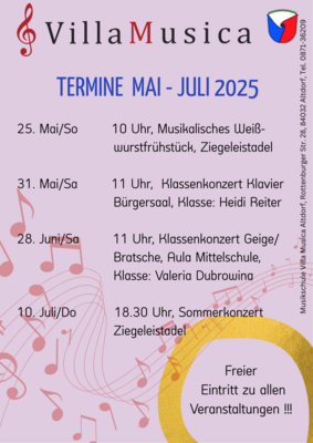 Foto zur Meldung: Veranstaltungen Mai - Juli 2025