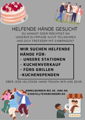 Foto zur Meldung: Helfende Hände Gesucht!!! Für die Vereins-Olympiade mit Sport, Spiel und Spass im Team zum Erfolg ...