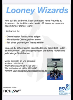 Neues Cheerleadingteam - LOONEY WIZARDS - gegründet (Bild vergrößern)