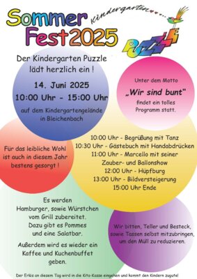 Einladung zum Sommerfest des Kindergartens Bleichenbach (Bild vergr&ouml;&szlig;ern)
