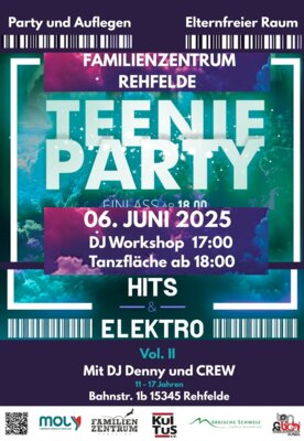 Teenie Party Vol. II im Familienzentrum Rehfelde: Elternfreier Raum für 11- bis 17-Jährige!