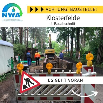 NWA – Niederbarnimer Wasser und Abwasserverband Die Bauarbeiten des NWA in Klosterfelde gehen gut voran. (Bild vergrößern)