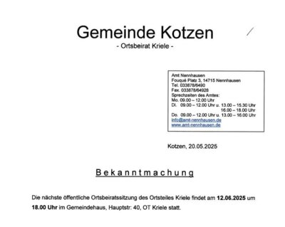 Ortsbeiratssitzung Kriele (Bild vergrößern)