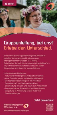 Gruppenleitung (geteilt) Stellenumfang 90% ab sofort (Bild vergrößern)